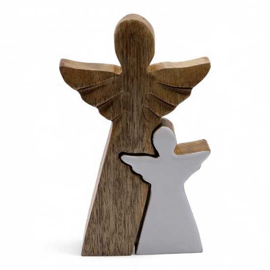 (image for) Mango Wood Angel in Angel - White Enamel