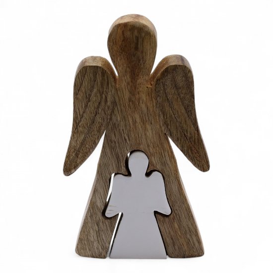 (image for) Mango Wood Angel in Angel - White Enamel