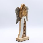 (image for) Large Mango Wood Star Angel Metal Wings & Enamel Detail