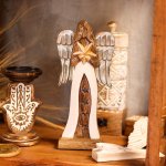 (image for) Large Mango Wood Star Angel Metal Wings & Enamel Detail