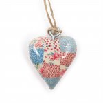 (image for) Small Decor Wood Heart - Cheque Blue & Red
