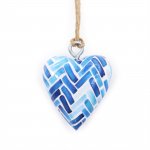 (image for) Small Decor Wood Heart - Blue Stripes