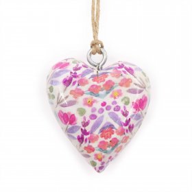 Lrg Decor Wood Heart - Pretty Floral Lrg Decor Wood Heart - Pretty Floral
