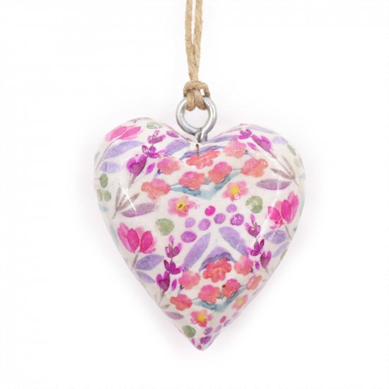 (image for) Lrg Decor Wood Heart - Pretty Floral