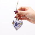 (image for) Lrg Decor Wood Heart - Blue Floral