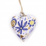 (image for) Lrg Decor Wood Heart - Blue Floral