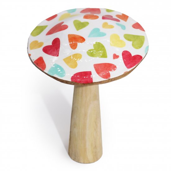 (image for) Large Wooden Mushroom - Pastel Hearts