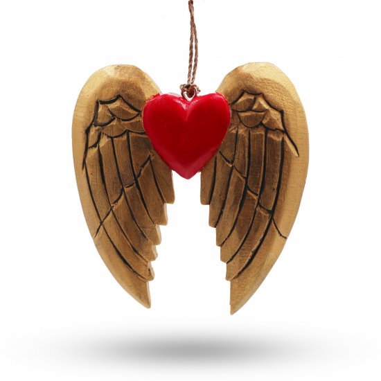 (image for) Gold Xmas Angel Wing & Heart - black detail