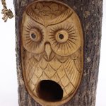 (image for) Tree Trunk Face - Bird House - Wise Owl