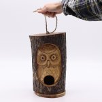 (image for) Tree Trunk Face - Bird House - Wise Owl
