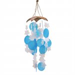(image for) Coconut & Capiz Windchimes - Blue and White Stars - 30cm