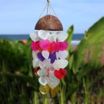 (image for) Coconut & Capiz Windchimes - Big Hearts - 40cm
