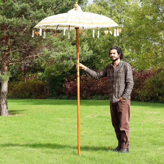 (image for) Bali Patio Parasol - Canvas - Natural Decor - 1.5m