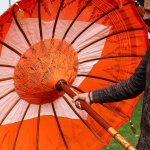 (image for) Bali Patio Parasol - Cotton - Orange Decor - 1.5m