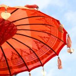 (image for) Bali Patio Parasol - Cotton - Orange Decor - 1.5m