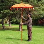 (image for) Bali Patio Parasol - Cotton - Orange Decor - 1.5m