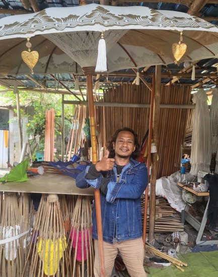 (image for) Bali Patio Parasol - Cotton - Orange Decor - 2m