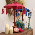 (image for) Bali Home Decor Parasol - Cotton - Turquoise- 40cm