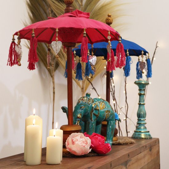 (image for) Bali Home Decor Parasol - Cotton - Turquoise- 40cm