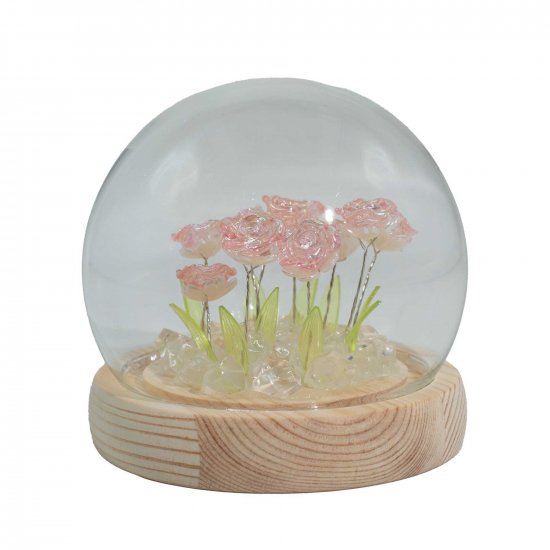 (image for) Floral Glow Garden Dome - 10 Pink Roses - LED USB