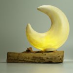 (image for) DriftGlow Lamp Crackle Half Moon Shade - Grey