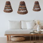 (image for) Natural Banana Leaf & Abu-Abu Raffia Lamp Shades - Set of 3