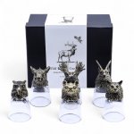 (image for) Gift Set of 6 Shot Glasses (50ml) - Wild Forest Creatures - Antique Bronze