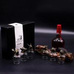 (image for) Gift Set of 6 Glasses (100ml) - Wild Forest Creatures - Antique Bronze