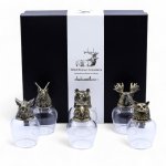 (image for) Gift Set of 6 Glasses (100ml) - Wild Forest Creatures - Antique Bronze