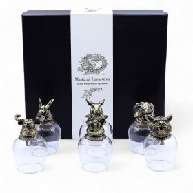 Gift Set of 6 Glasses (100ml) - Mystical Creatures - Antique Bronze