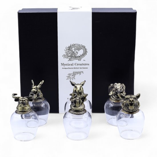 (image for) Gift Set of 6 Glasses (100ml) - Mystical Creatures - Antique Bronze