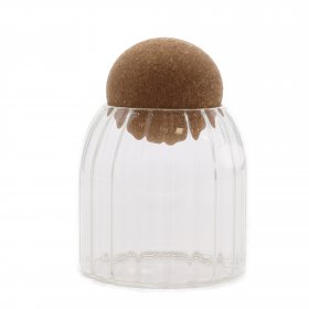Cottage Cork-Ball Glass Jar - Ribbed - 10cm Cottage Cork-Ball Glass Jar - Ribbed - 10cm