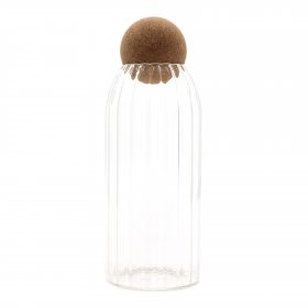 Cottage Cork-Ball Glass Jar - Ribbed - 20cm Cottage Cork-Ball Glass Jar - Ribbed - 20cm