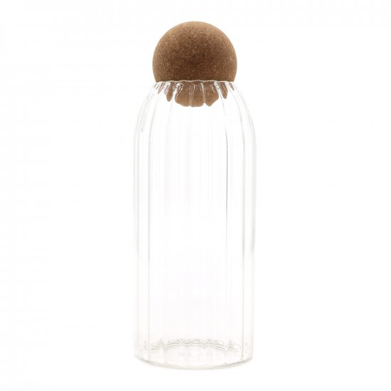 (image for) Cottage Cork-Ball Glass Jar - Ribbed - 20cm