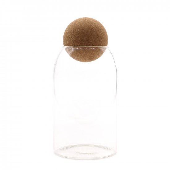 (image for) Cottage Cork-Ball Glass Jar - Clear - 15cm
