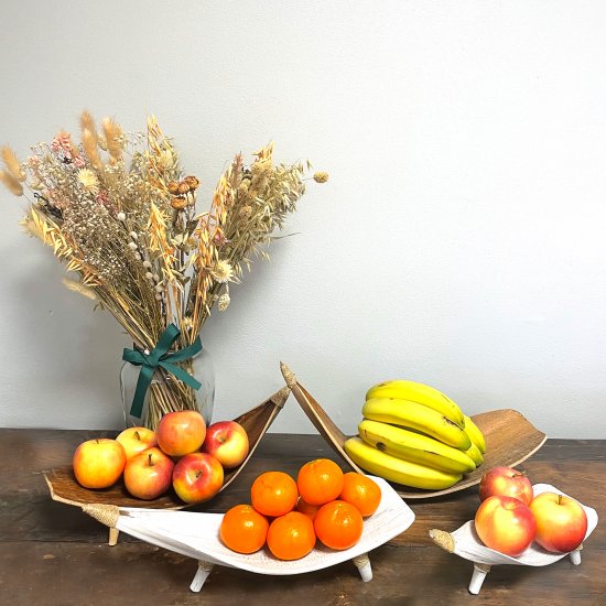 (image for) Coconut Leaf Fruit Bowl Set - Whitewash