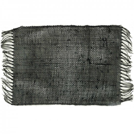 (image for) Seagrass Fringe Natural Placemat - Charcoal