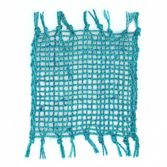 (image for) Set of 4 Seagrass Fringe Natural Coasters - Turquoise