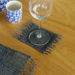 (image for) Set of 4 Seagrass Fringe Natural Coasters - Charcoal