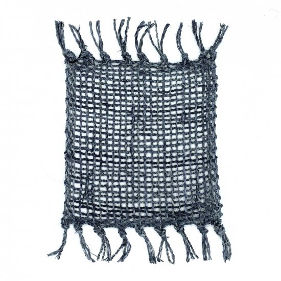 (image for) Set of 4 Seagrass Fringe Natural Coasters - Charcoal