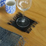 (image for) Set of 4 Seagrass Fringe Natural Coasters - Black
