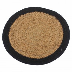 Natural Place Mat - Jute & Cotton 30cm - Black Border Natural Place Mat - Jute & Cotton 30cm - Black Border