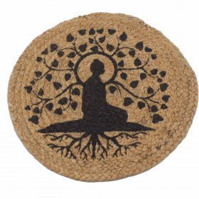 Natural Place Mat - Jute 30cm - Bodhi Tree Print Natural Place Mat - Jute 30cm - Bodhi Tree Print