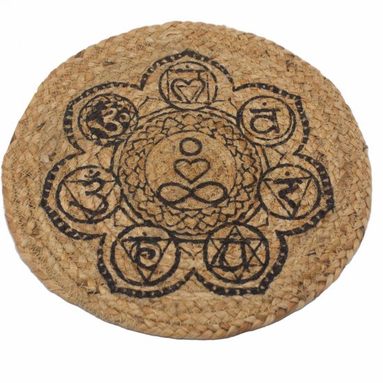(image for) Natural Place Mat - Jute 30cm - Chakra Print