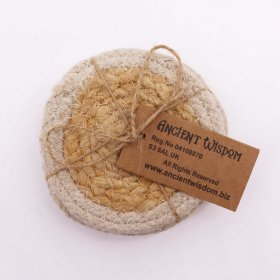 Natural Coaster - Jute & Cotton 10cm (set of 4) - Ivory Boarder Natural Coaster - Jute & Cotton 10cm (set of 4) - Ivory Boarder