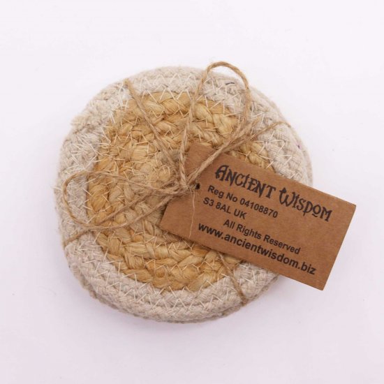 (image for) Natural Coaster - Jute & Cotton 10cm (set of 4) - Ivory Boarder