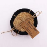 (image for) Natural Coaster - Jute & Cotton 10cm (set of 4) - Black Boarder