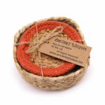 (image for) Natural Coaster - Jute & Cotton 10cm (set of 6) Mixed colours in basket