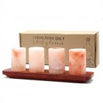 (image for) Set of 4 Himalayan Salt Shot Glasses & Wood Serving Stand