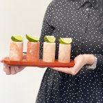(image for) Set of 2 Himalayan Salt Shot Glasses & Wood Serving Stand